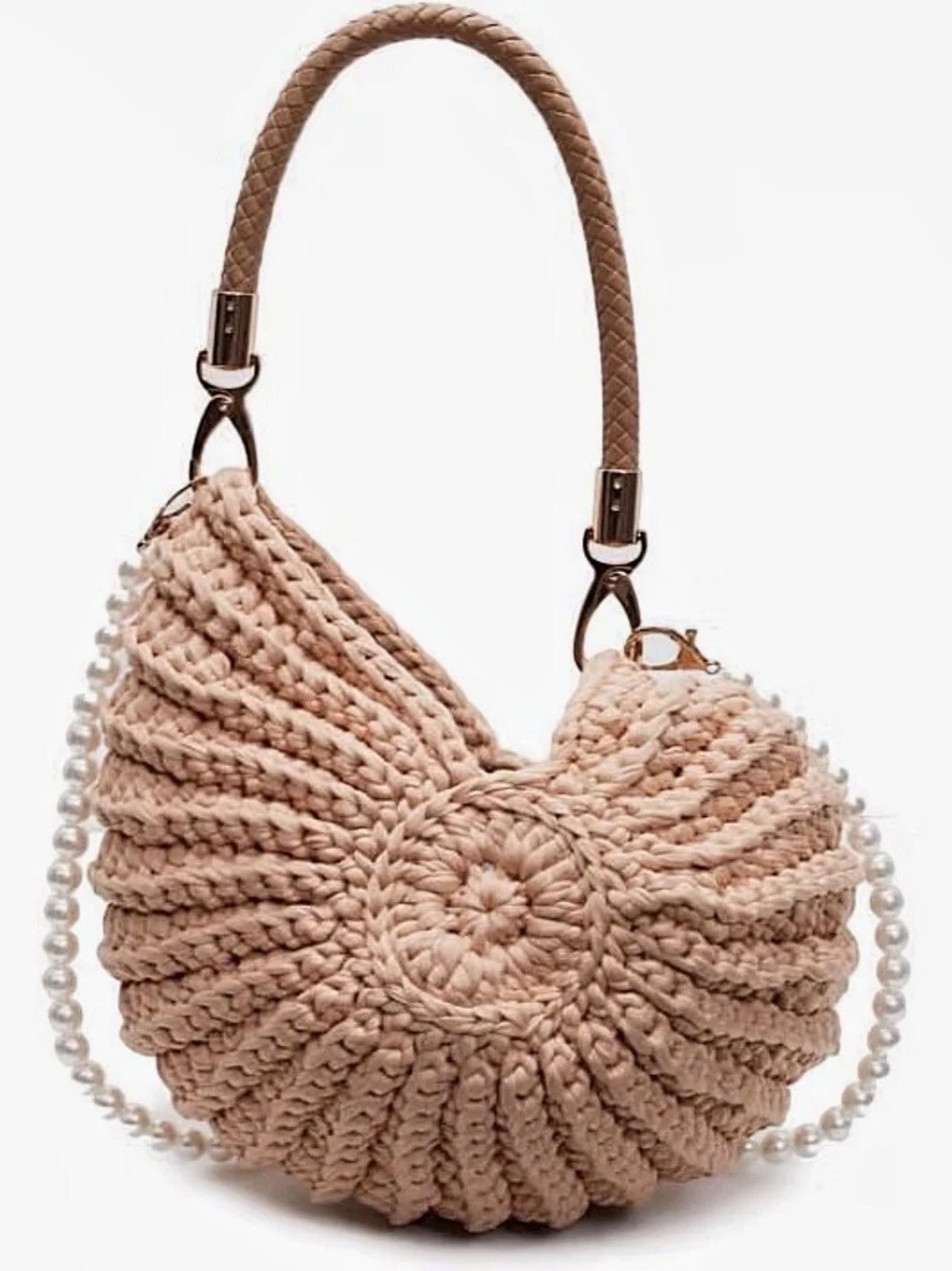 Woven Shell Shoulder Bag in Beige Like New